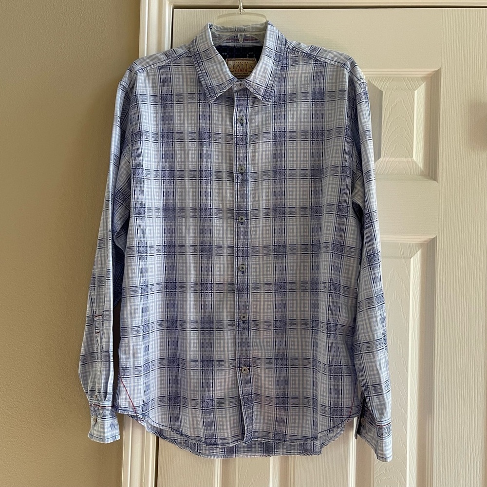 NEW - Italia - Men’s Long Sleeve Button Up Shirt - Blue & White - Size: Large